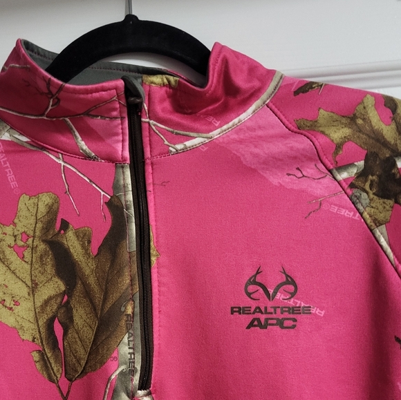 Realtree - Arctic Shield Pink Camo Half Zip Pullover w/Thumb Holes - Size L - Picture 5 of 8